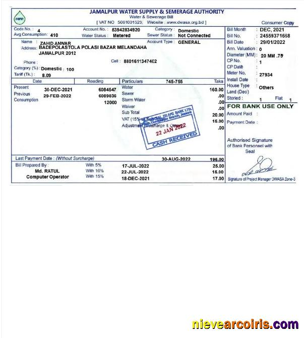 INDIA JAMALPUR utility bill